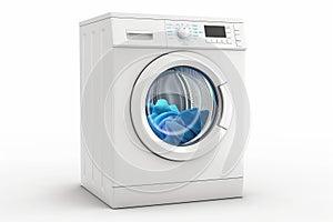 Modern Washing Machine with Blue Towel