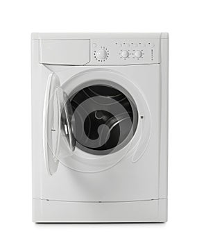 Modern washing machine isolated. Laundry day