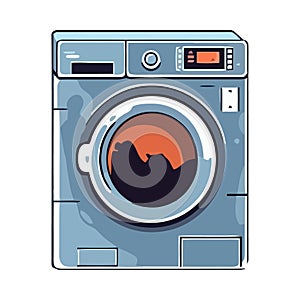 Modern washing machine spinning clothes in laundromat