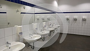 Modern washroom and sanitary facilities in a public building, Germany Europe