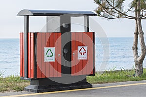 Modern waste bin with the ability to sort it. Maintaining cleanliness in the city