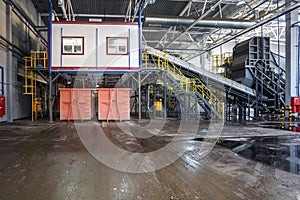 Modern waste recycling processing plant. Separate garbage collection. Recycling and storage of waste for further disposal