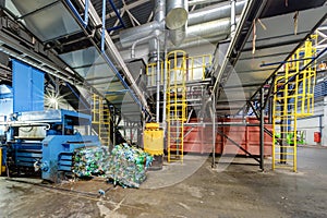 Modern waste recycling processing plant. Separate garbage collection. Recycling and storage of waste for further disposal