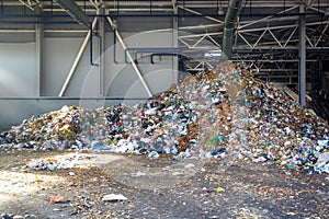 Modern waste recycling processing plant. Separate garbage collection. Recycling and storage of waste for further disposal