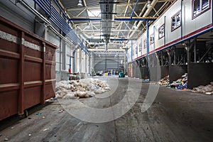 Modern waste recycling processing plant. Separate garbage collection. Recycling and storage of waste for further disposal