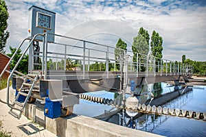 Modern wastewater treatment plant with round ponds for recycle dirty sewage water