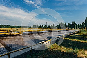 Modern wastewater treatment plant. Tanks for aeration and biological purification of sewage