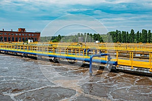 Modern wastewater treatment plant. Tanks for aeration and biological purification of sewage