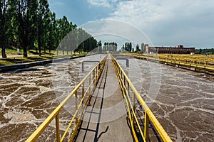 Modern wastewater treatment plant. Tanks for aeration and biological purification of sewage