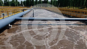 Modern wastewater treatment plant. Tanks for aeration and biological purification of sewage