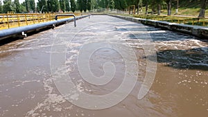 Modern wastewater treatment plant. Tanks for aeration and biological purification of sewage