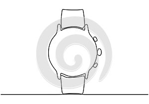 Modern watch one line drawing. Continuous hand drawn hand gadget