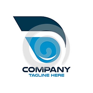 Modern water drop and letter D logo