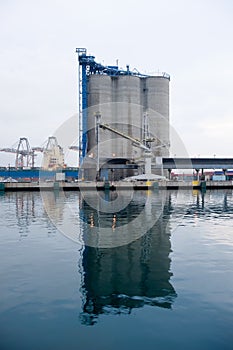 Modern waterfront silo