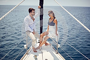 Modern wealthy couple cruising together Luxurious lifestyle concept