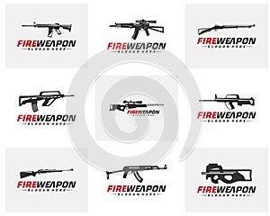 Modern Weapon collection vector, Gun logo template, Illustration