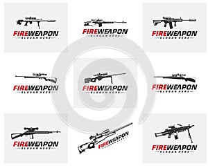 Modern Weapon collection vector, Gun logo template, Illustration