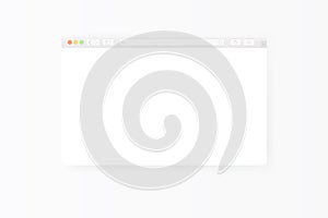 Modern web browser window design isolated on white background. Web window screen mockup with shadow. Internet empty web