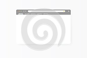 Modern web browser window design isolated on white background. Web window screen mockup with shadow. Internet empty web