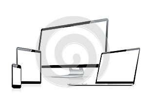 Modern web design vector template with laptop, tab photo