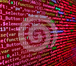 Modern web development background. Programming code abstract screen of software developer. Web development code: CSS/SASS styles