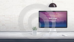 Modern web theme on computer display