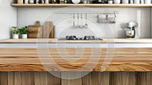 Sleek Modern Kitchen with Oak Wood Countertop photo