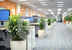 Modern Office Workspace with Plants