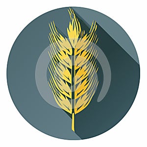 Modern Wheat Ear Icon with Long Shadow