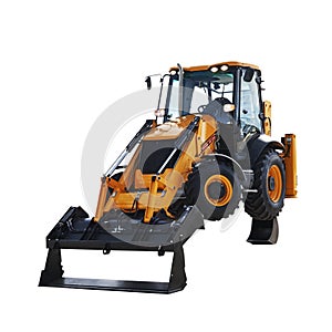 Modern wheeled excavator. Isolated image