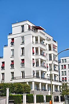 Modern white apartment house