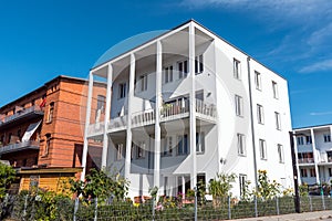 Modern white apartment house in Berlin