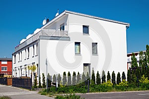 Modern white apartment house in Berlin