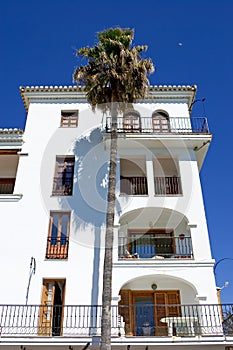 Modern white architecture of apartment block