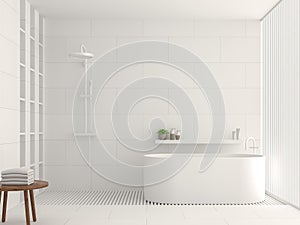 Modern white bathroom interior 3d rendering image