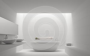 Modern white bathroom interior minimal style 3d rendering image