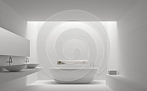 Modern white bathroom interior minimal style 3d rendering image photo