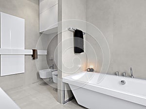 Modern white bathtub for bathroom