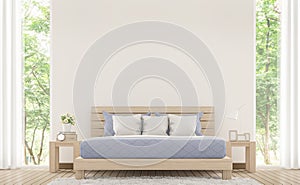 Modern white bed room with pastel furniture 3d rendering image