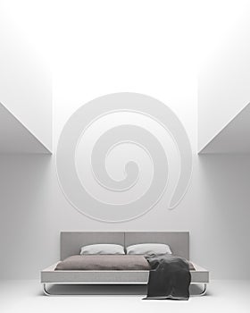 Modern white bedroom interior minimal style 3d rendering image