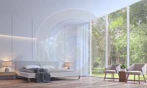 Modern white bedroom minimal style 3d rendering image