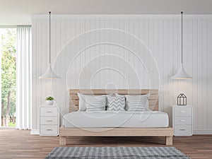 Modern white bedroom vintage Style 3d rendering image photo