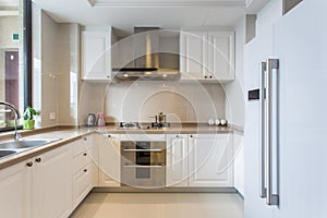 Modern white big kitchen