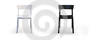 Modern white and black chairs. 3d render