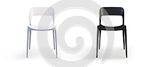 Modern white and black chairs. 3d render