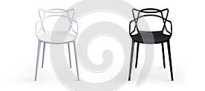 Modern white and black chairs. 3d render