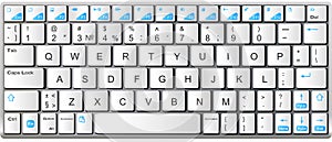 Modern white with blue laptop bluetooth keyboard
