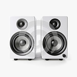 Modern White Bookshelf Speakers With Unreal Engine Style photo