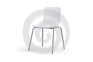 Modern white chair. Chrome base. 3d render
