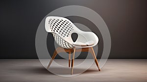 Modern White Chair: Post-war French Design With 3d Rendered Uhd Image